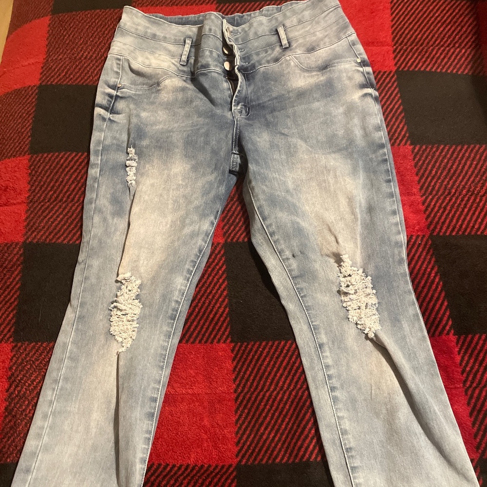 High waisted button Jeans